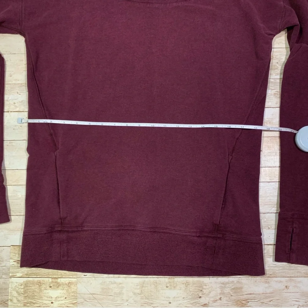 Lululemon Stress Less Hoodie Funnel Neck Pocket Heathered Bordeaux Drama Size 6 - Picture 8 of 10